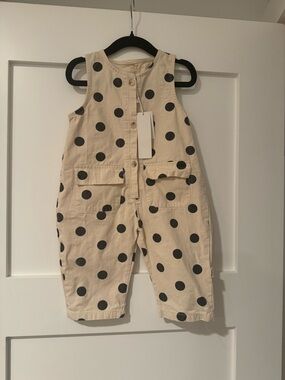 Kids Cream Polka Dot Overalls
